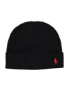 Ralph Lauren Black Textured Logo Beanie Hat In Black