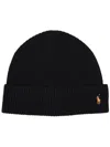 Ralph Lauren Signature Pony Wool-blend Beanie In Black