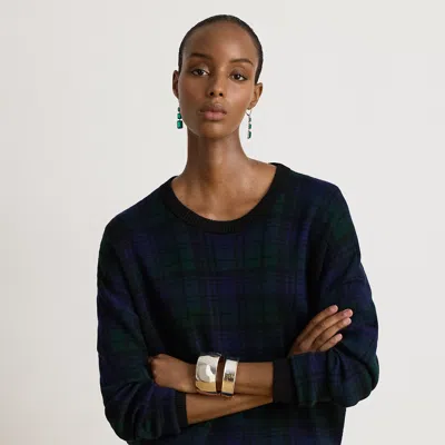 Ralph Lauren Black Watch Plaid Wool Crewneck Sweater In Black Multi In Blue