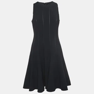 Pre-owned Polo Ralph Lauren Black Wool Contrast Trim Mini Dress M