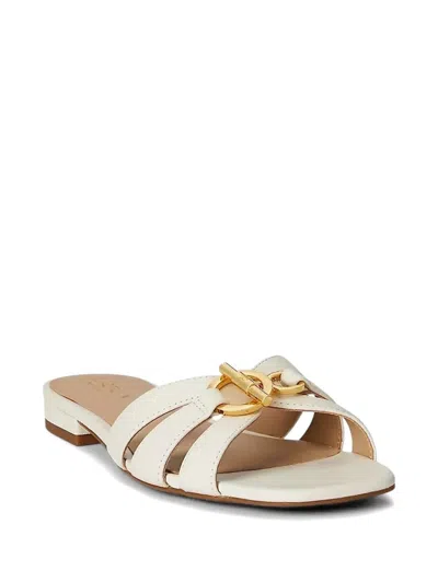 Ralph Lauren Blaike Nappa Leather Slide Sandal In Soft White