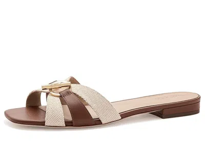 Ralph Lauren Blaike Cross-dyed Canvas Slide Sandals In Brown