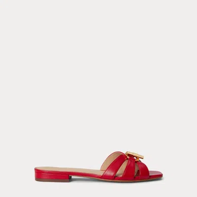 Ralph Lauren Blaike Nappa Leather Slide Sandal In Festive Red