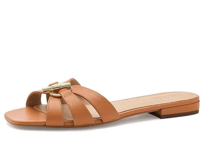 Ralph Lauren Blaike Nappa Leather Slide Sandals In Brown