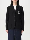 Ralph Lauren Womens Textured Jacquard Two-button Blazer In Schwarz