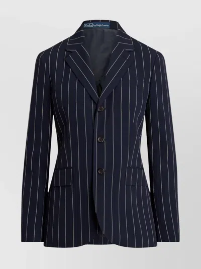 Ralph Lauren Blazers Single-breasted Striped Flap Pockets In Blue