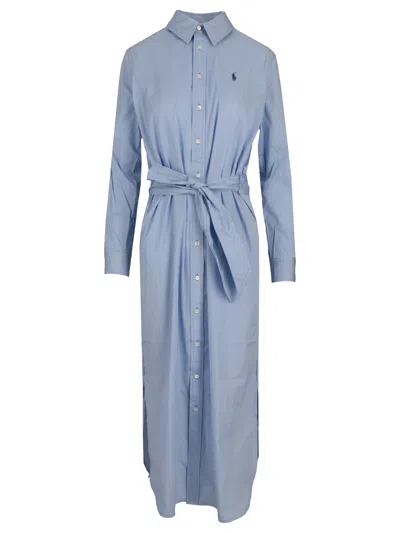 Ralph Lauren Woven Shirt Dress Dresses In Blue