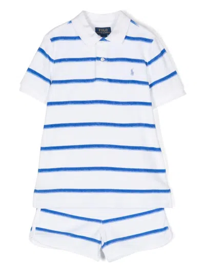 Polo Ralph Lauren Kids' Striped Terry-cloth Shorts Set In White