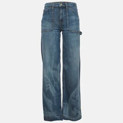 Pre-owned Ralph Lauren Blue Bleached Denim Wide Leg Jeans S/waist 27"