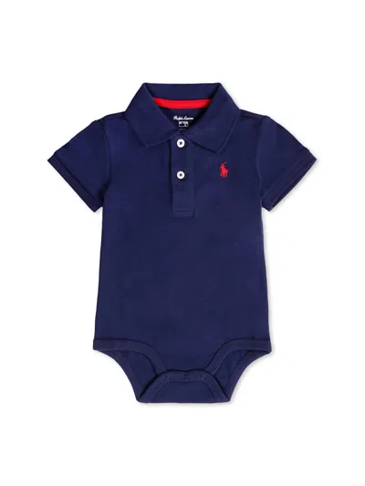 Ralph Lauren Blue Bodysuit For Babykids With Horse In Black