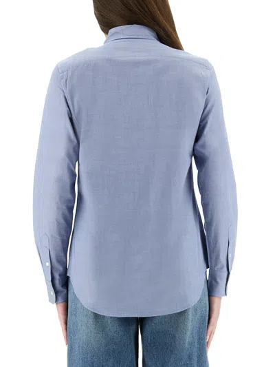 Ralph Lauren Blue Button-down Embroidered Logo Shirt