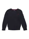 Polo Ralph Lauren Logo-embroidered Cable-knit Jumper In Blue
