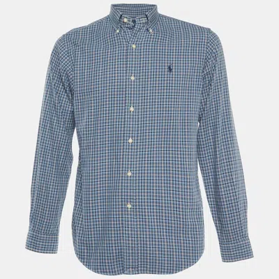 Pre-owned Polo Ralph Lauren Blue Checked Coton Classic Fit Button Down Shirt S