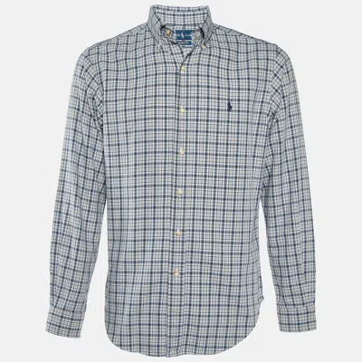 Pre-owned Ralph Lauren Blue Checked Cotton Classic Fit Button Down Shirt S