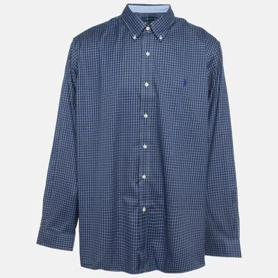 Pre-owned Ralph Lauren Blue Checked Cotton Stretch Fit Shirt Xxl
