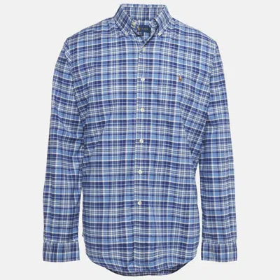 Pre-owned Ralph Lauren Blue Checkered Cotton Classic Fit Shirt L