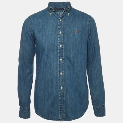 Pre-owned Ralph Lauren Blue Cotton Denim Button Down Shirt S