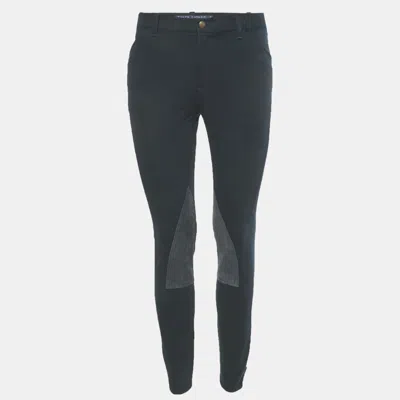 Pre-owned Ralph Lauren Blue Cotton Drill Suede Trim Breeches M
