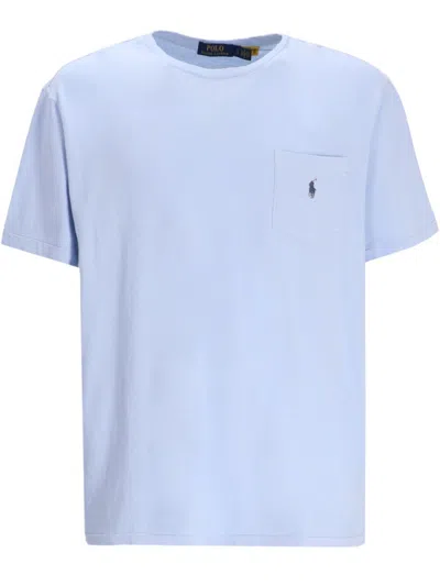 Ralph Lauren Blue Crewneck Logo Embroidered T-shirt