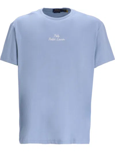 Ralph Lauren Blue Crewneck Logo Embroidered T-shirt
