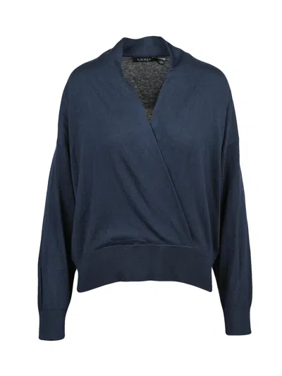Ralph Lauren Blue Crossover Cotton-modal V-neck Sweater
