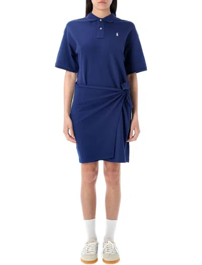 Ralph Lauren Blue Draped-panel Mini Dress