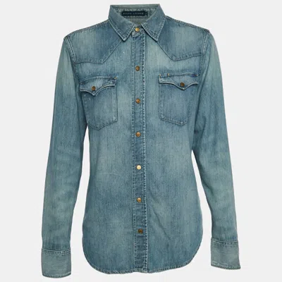 Pre-owned Ralph Lauren Blue Faded Denim Shirt L