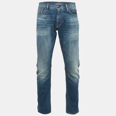 Pre-owned Ralph Lauren Blue Faded Denim Slim Fit Jeans L Waist 34"