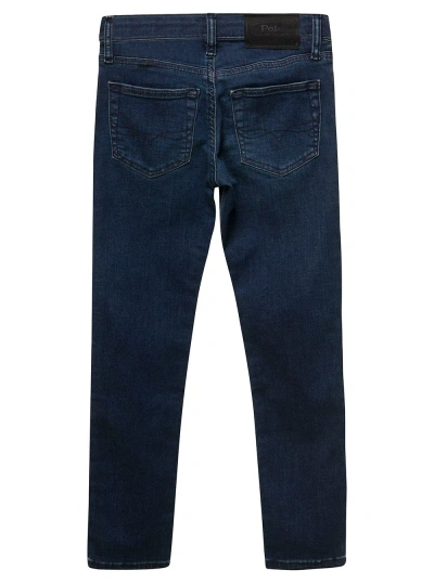 Ralph Lauren Kids' Blue Five Pockets Jeans With Logo Patch In Stretch Cotton Denim Boy In Navy
