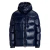 Ralph Lauren Hooded Quilted Bomber Jacket Zip Pockets In Blue