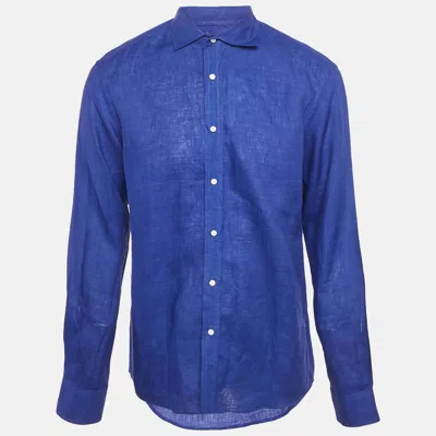 Pre-owned Ralph Lauren Blue Linen Long Sleeve Shirt L