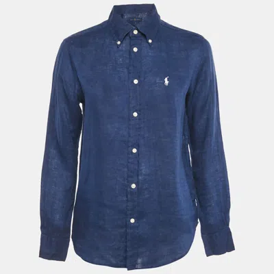 Pre-owned Ralph Lauren Blue Linen Long Sleeve Shirt Xs