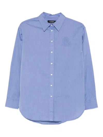 Ralph Lauren Blue Long Sleeve Curved Hem Cotton Shirt