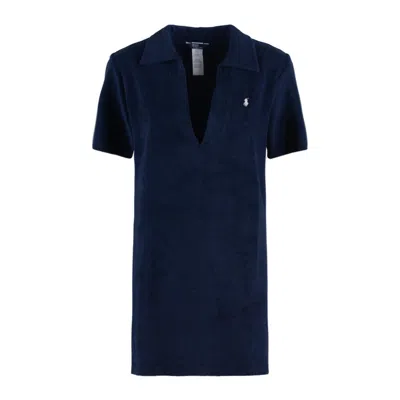 Ralph Lauren Blue Organic Cotton Terry Short Dress