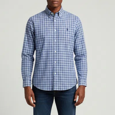 Pre-owned Ralph Lauren Blue Plaid Poplin Button Down Shirt M