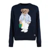 Ralph Lauren Blue Polo Bear Cotton Crew Neck Sweater In Blue