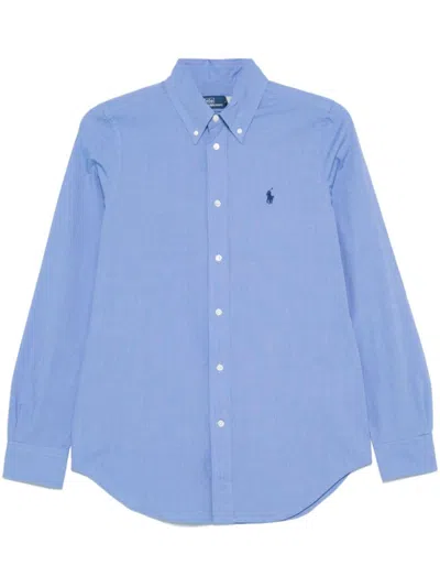 RALPH LAUREN BLUE POLO PONY-EMBROIDERED SHIRT