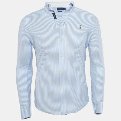 Pre-owned Polo Ralph Lauren Blue Striped Cotton Knit Oxford Button Down Shirt M