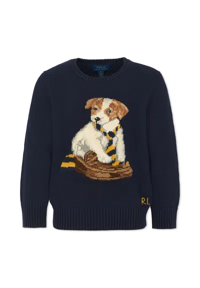 Ralph Lauren Kids' Blue Sweater For Boy With Dog