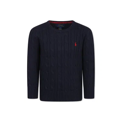 Ralph Lauren Kids' Blue Sweater For Boy With Horse