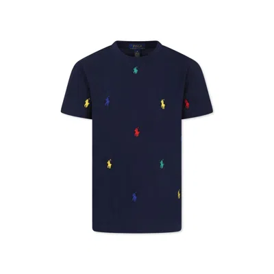 Ralph Lauren Kids' Blue T-shirt For Boy With Horse