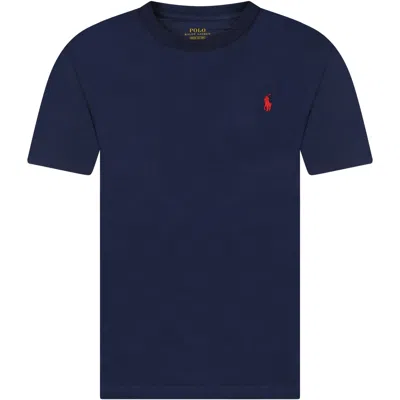 Ralph Lauren Kids' Blue T-shirt For Boy With Pony Logo In Black