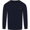 Ralph Lauren Blue T-shirt For Boy With Red Pony Logo In Black