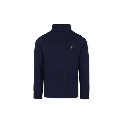 Ralph Lauren Kids' Blue Turtleneck For Boy With Brown Pony
