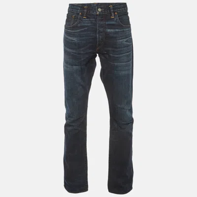 Pre-owned Ralph Lauren Blue Washed Denim Slim Fit Jeans Xl/waist 36" In Black