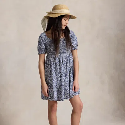 Ralph Lauren Kids' Blueberry-print Cotton Jersey Dress In Blueberry Fields