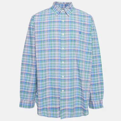 Pre-owned Ralph Lauren Blue/green Checks Cotton Classic Fit Shirt Xxl