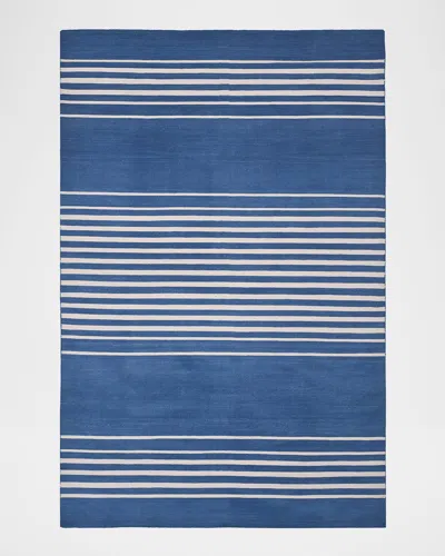 Ralph Lauren Bluff Point Stripe Hand-woven Rug In Blue