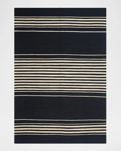 Ralph Lauren Bluff Point Stripe Hand-woven Rug In Black
