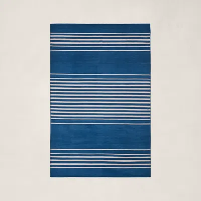 Ralph Lauren Bluff Point Stripe Rug In Pacific In Blue